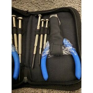 Precision Mini Tool Kit Screwdriver and Pliers Set with Zippered Case Blue Black